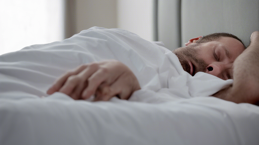 A person experiencing hair loss while sleeping in a bed.